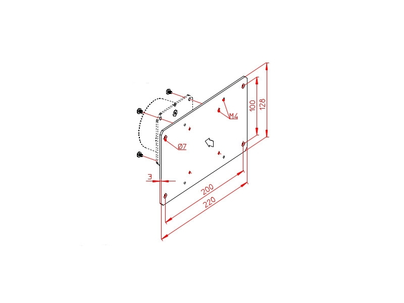 Novus Vesa Adapter Erweiterung 75/100 auf 200x100 (795+9052+000) Maße