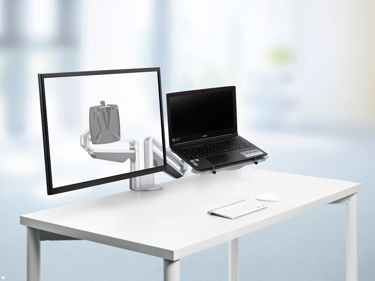 Novus Clu Duo Monitorhalterung mit Laptophalter silber (990+4519+000) Novus Clu Duo Monitorhalterung mit Laptophalter silber (990+4519+000)