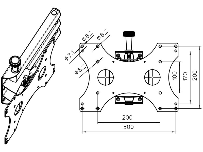 Novus SKY 10N TV Wandhalterung bis 32 Zoll, 300mm, Vesa Adapter Maße Novus SKY 10N TV Wandhalterung bis 32 Zoll, 300mm, Vesa Adapter Maße