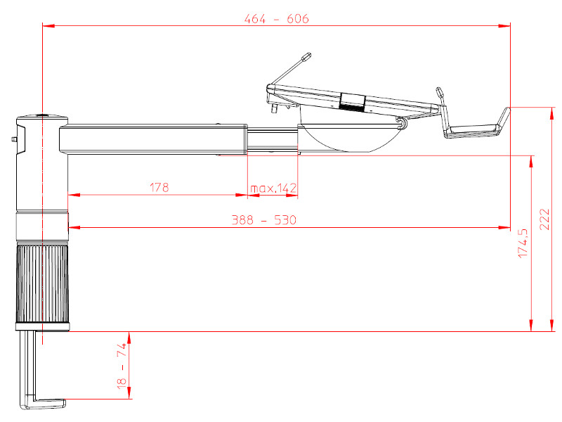 Novus ScopeMaster Telefonhalterung lichtgrau (714+0002+000) technische Zeichnung Seitenansicht Novus ScopeMaster Telefonhalterung lichtgrau (714+0002+000) technische Zeichnung Seitenansicht