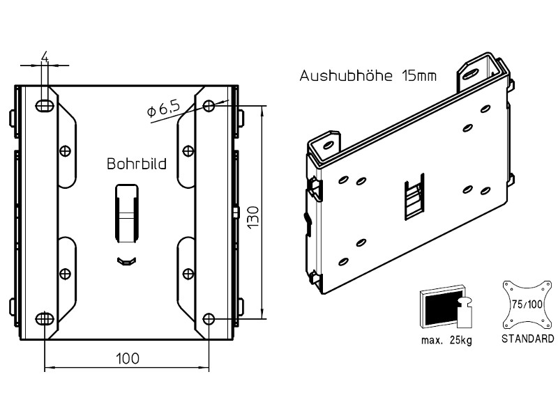 Novus POS Solutions ScreenMaster Wandhalter flach Maße Novus POS Solutions ScreenMaster Wandhalter flach Maße