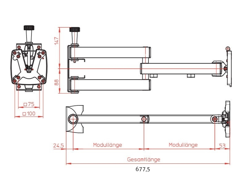 Novus SKY 10N TV Wohnmobil Halterung Zeichnung Novus SKY 10N TV Wohnmobil Halterung Zeichnung
