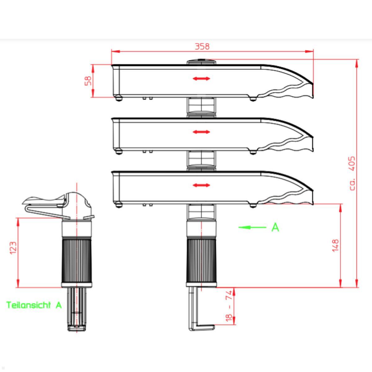 Dokumentenablage für Schreibtisch, Novus 721+6005+000, Technische Zeichnung