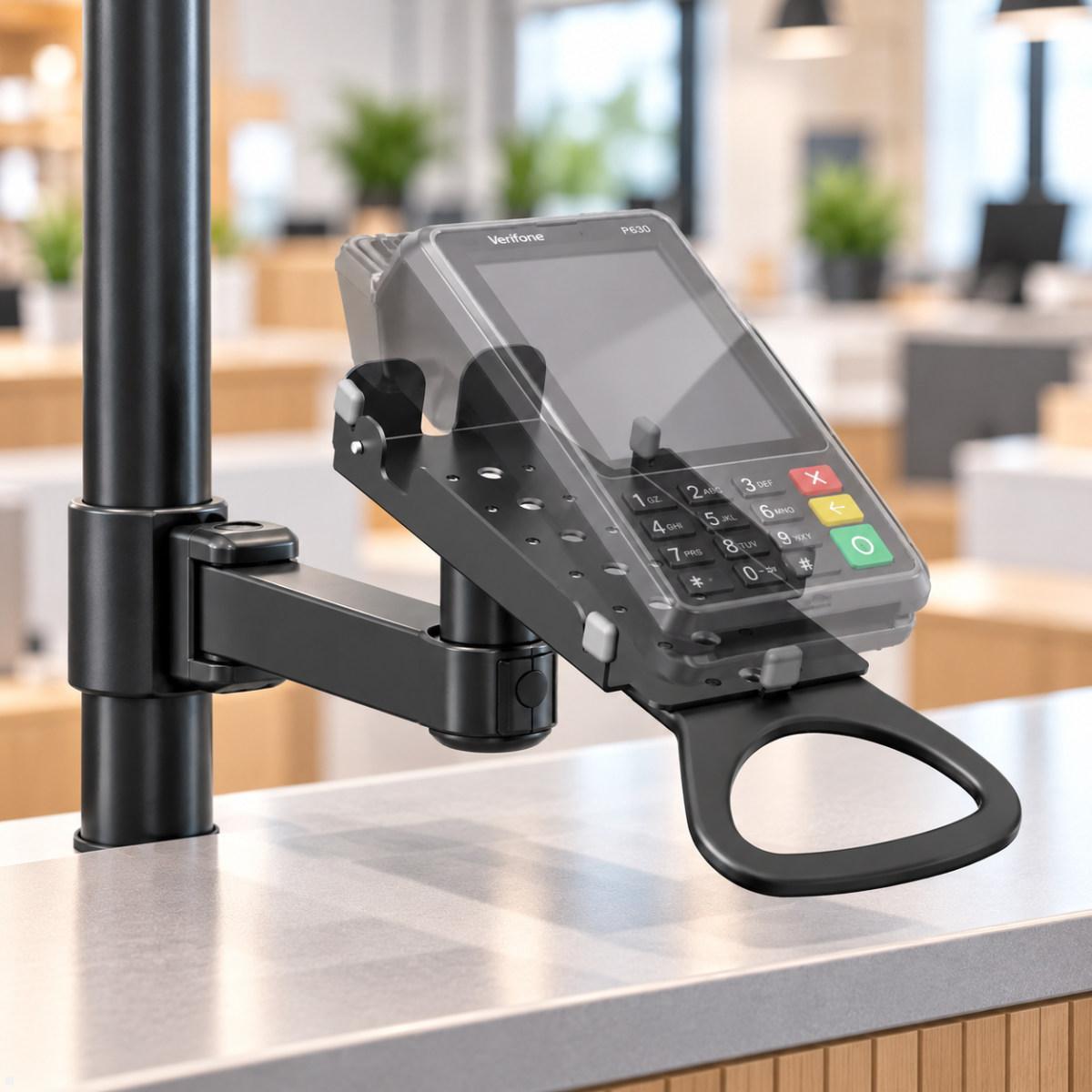 Novus POS Halterung für EC Cash Terminal Verifone P630 (851+0035+094), Anwendungsbeispiel