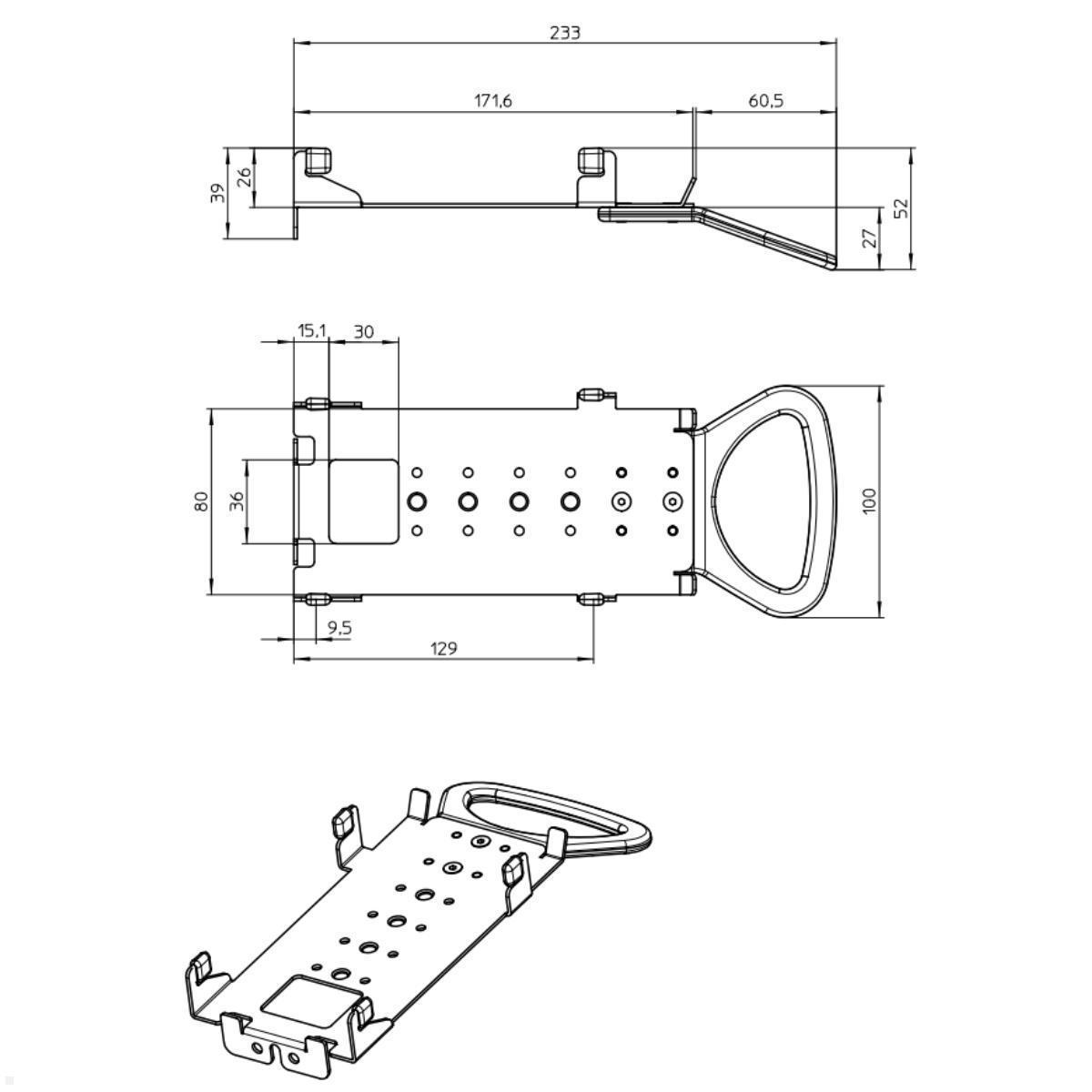 Novus evo POS EC Cash Terminal Halterung Verifone X990 Maße Novus evo POS EC Cash Terminal Halterung Verifone X990 Maße