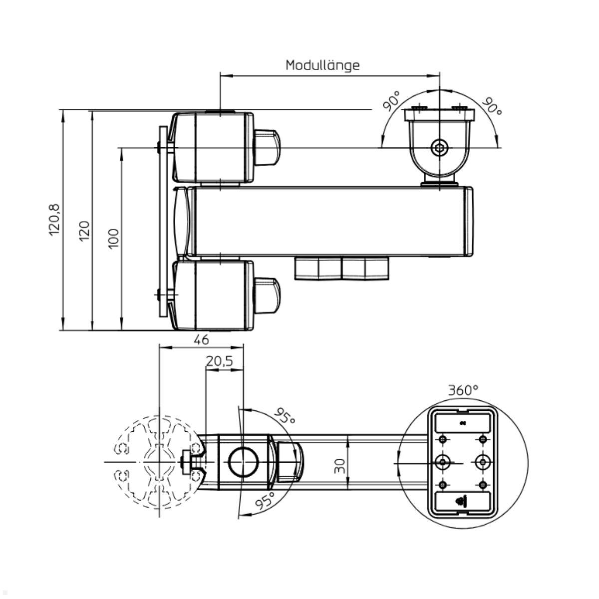 Novus POS Connect M 200 Tragarm (852+2839+000), silber, Maße