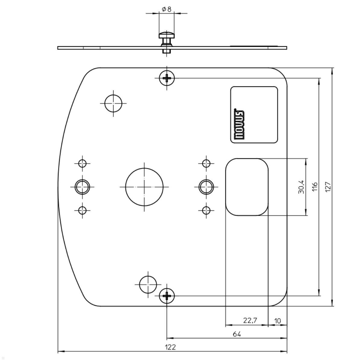 Novus POS Halterung für Drucker Sam4S Giant 100D (851+0035+044), Maße Novus POS Halterung für Drucker Sam4S Giant 100D (851+0035+044), Maße
