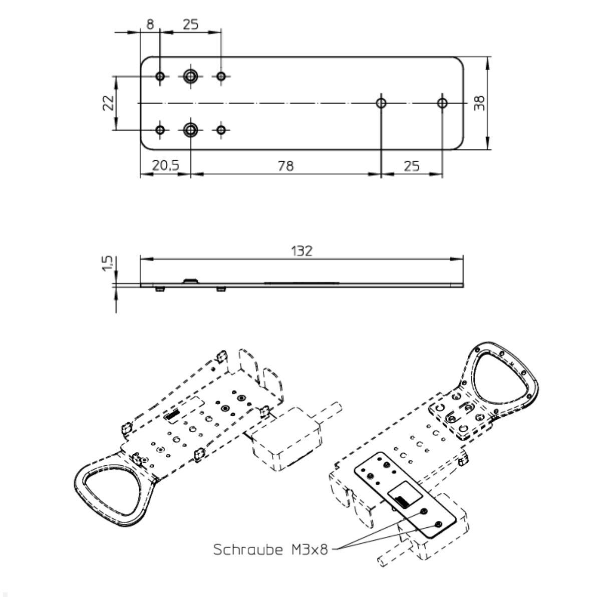 Novus POS connect plate Scanner ZEBEX Z5652 Zeichnung
