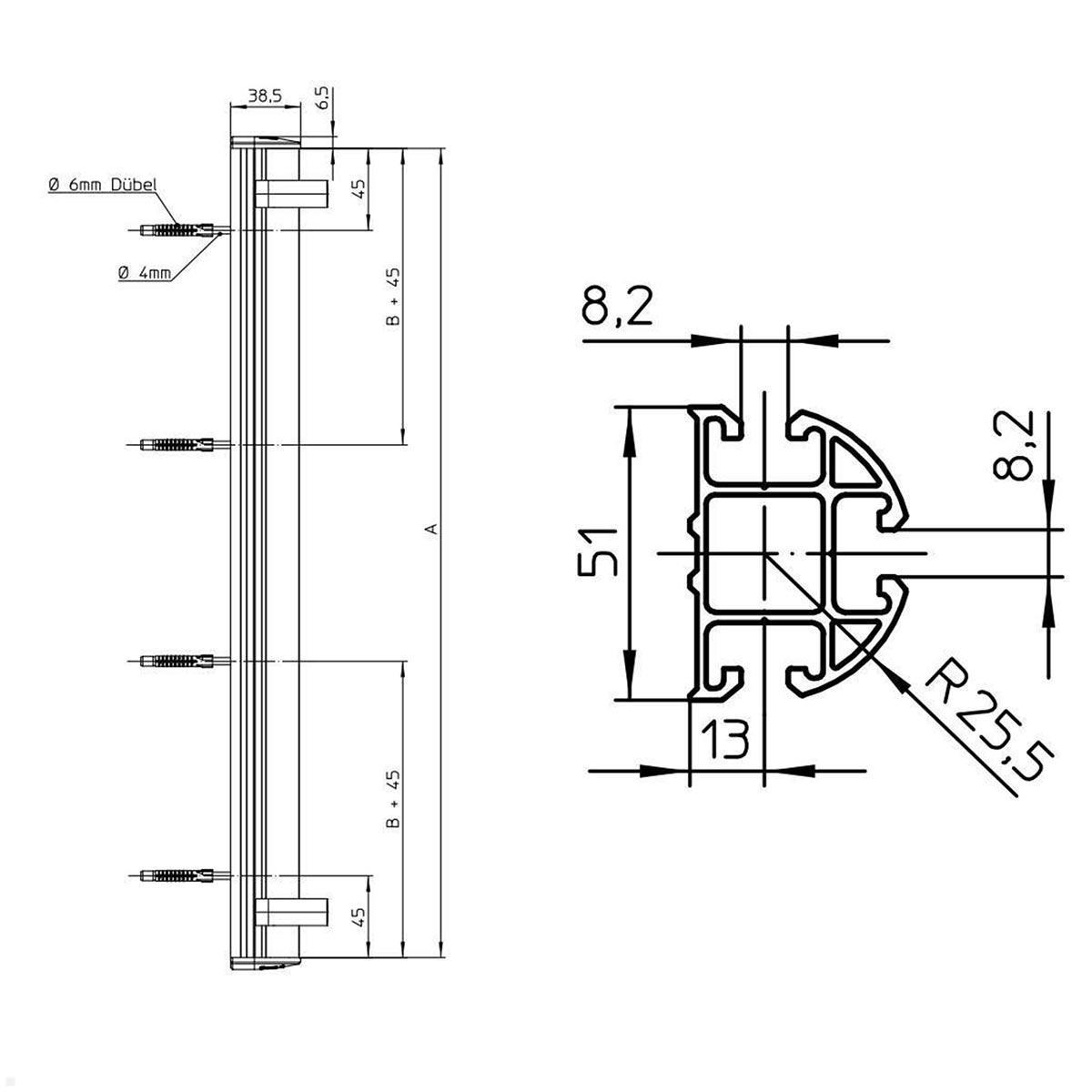 Novus SKY 15N TV Wandhalter 445 mit Schwenkarm (720mm) technische Zeichnung Novus SKY 15N TV Wandhalter 445 mit Schwenkarm (720mm) technische Zeichnung