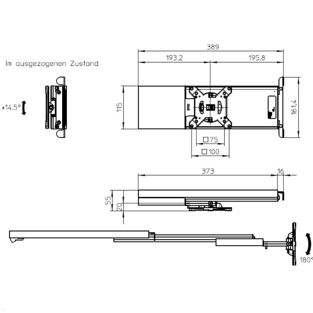 Novus SKY 20W Fernseh TV Wandhalterung, Maße