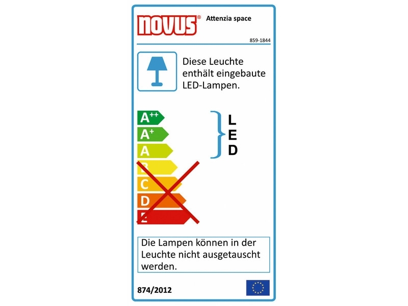 Novus Attenzia space LED Stehleuchte, dimmbar 4000K, schwarz (740+3198+000) Energielabel