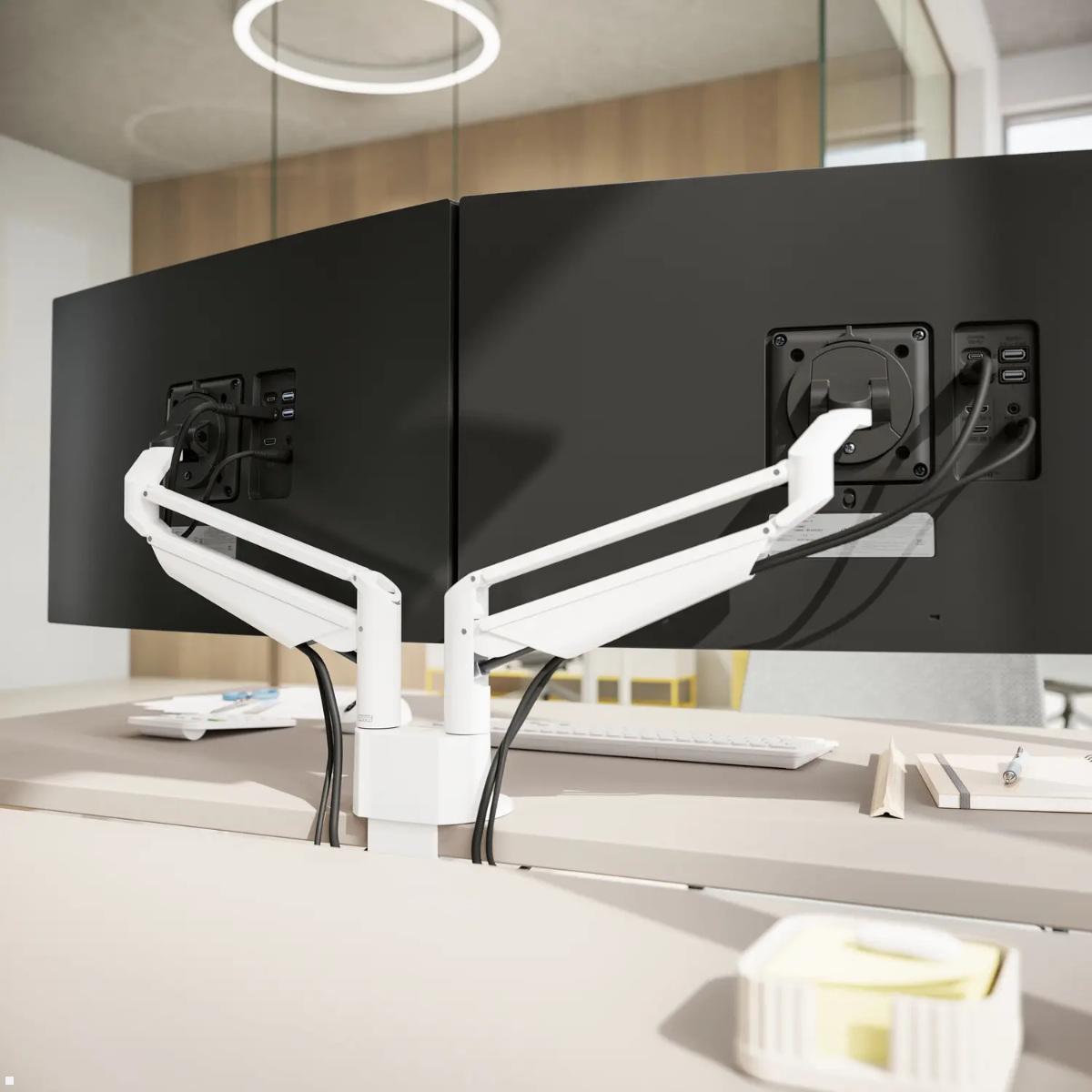 Novus Clu Duo Monitorhalterung ohne Befestigung (990+4101+000), weiß, 2 Monitore nebeneinander QuickRelease